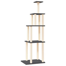 Kattenboom - HELLOSHOP26 - 183 cm - Ingenieurshout - Natuurlijke sisal - Donkergrijs