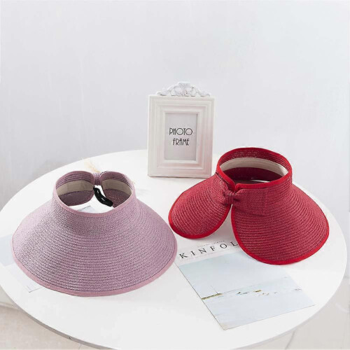 (Adjustable, Yellow) Women's Empty Top Sun Hat Foldable Wide Brim UV Protection Hat for Hiking 2