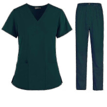 (XXL, Green) Nurse Women Fabric Short Sleeve Medical Uniforms