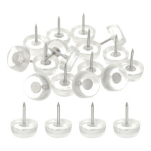 Furniture Sliders 20Pcs Nail On Chair Leg Floor Protectors Clear Rubber Pads with Steel Nails for Hardwood Floors