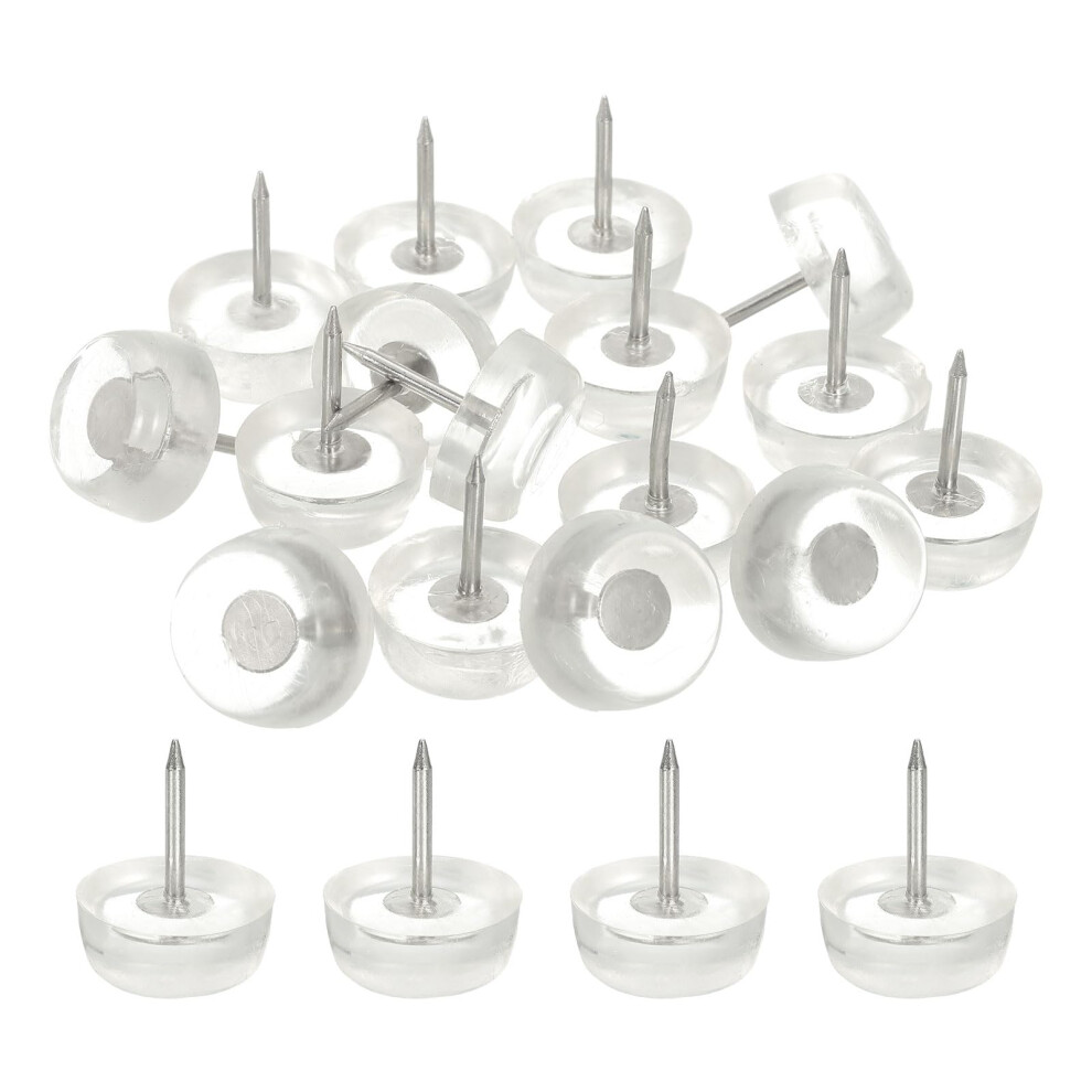 Furniture Sliders 20Pcs Nail On Chair Leg Floor Protectors Clear Rubber Pads With Steel Nails For Hardwood Floors 9330225366713