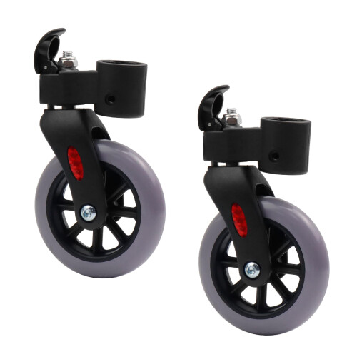 2 Pcs 4 Inch Solid PVC Wheelchair Front Caster Wheels Replacement Kit, Smooth Quiet Rolling, Durable Long‑Life Design
