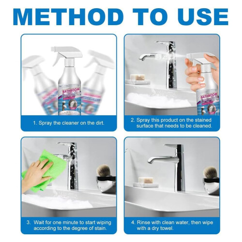 Bathroom Cleaner Spray for Quick Deep Clean, Powerful Limescale Remover Foam, Multi Surface Bathroom Use (1pcs) 2