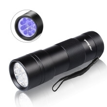 UV Blacklight Flashlight 12LED for Quick Pet Stain Detection on Carpet Rugs Furniture with AAA Batteries