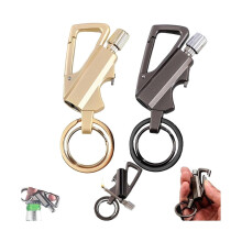 3 in 1 Keychain Lighter with Bottle Opener, Windproof Refillable Kerosene Zinc Alloy Camping Lighter 2PC