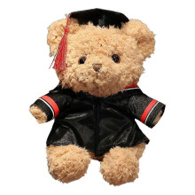 (Red 1) Cartoon Bear Doll Graduation Gift Soft Fluffy Washable with Hat Decor Doctor Animal Plush Toy