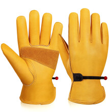 Leather Work Gloves XLarge for Men and Women, Durable Cowhide Protection with Non Slip Grip
