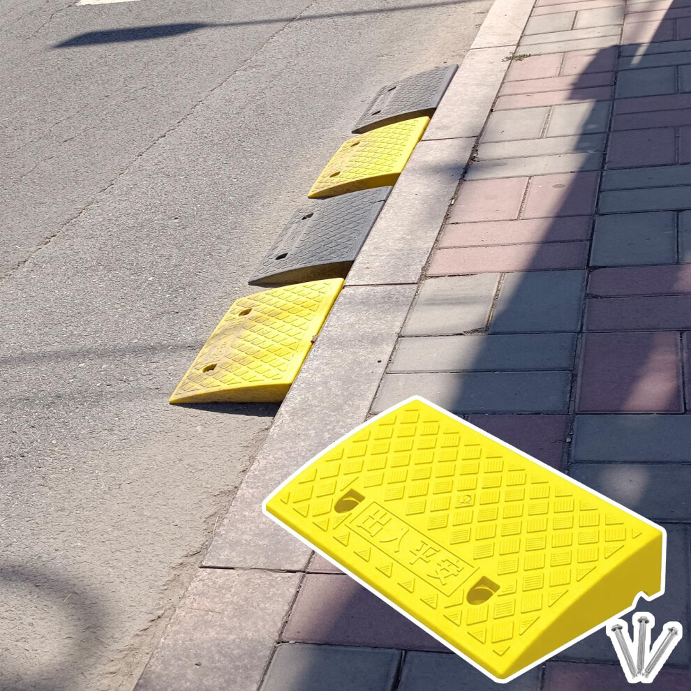 Yellow Wheelchair Ramp 4.7 Inch Rubber Threshold Ramp With NonâSlip HeavyâDuty Surface For Doorway And Driveway Access