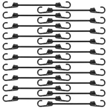 20 Pcs 12 Inch Heavy Duty Bungee Cords with Hooks, Black UVResistant Elastic TieDown for Camping and Luggage