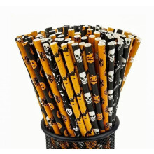 25 Pcs Halloween Paper Straws Biodegradable Drinkware Set Festive Party Supplies Decorative Accents