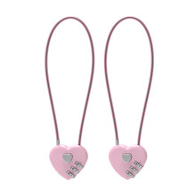 Pink Heart Shaped Combination Cable Lock 2 Pack, Keyless 3 Digit Small Luggage Lock for Travel and Bags