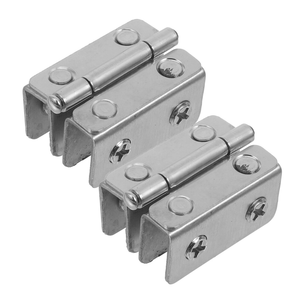 2Pcs Glass Door Hinges Stainless Steel Cabinet Hinges Nodrill Installation Self Closing Pivot 9330225367048