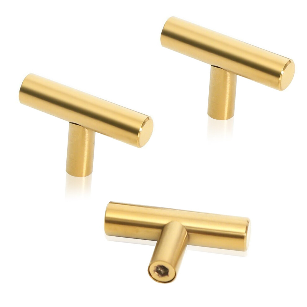 20 Pack Brushed Brass Cabinet Knobs 2 Inch Gold Drawer Knobs RustâResistant Steel For Kitchen Dresser 9771547944607