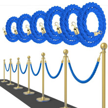Blue Braided Stanchion Rope Set 6 Pack, Elegant Crowd Control Barriers for VIP Events and Parties