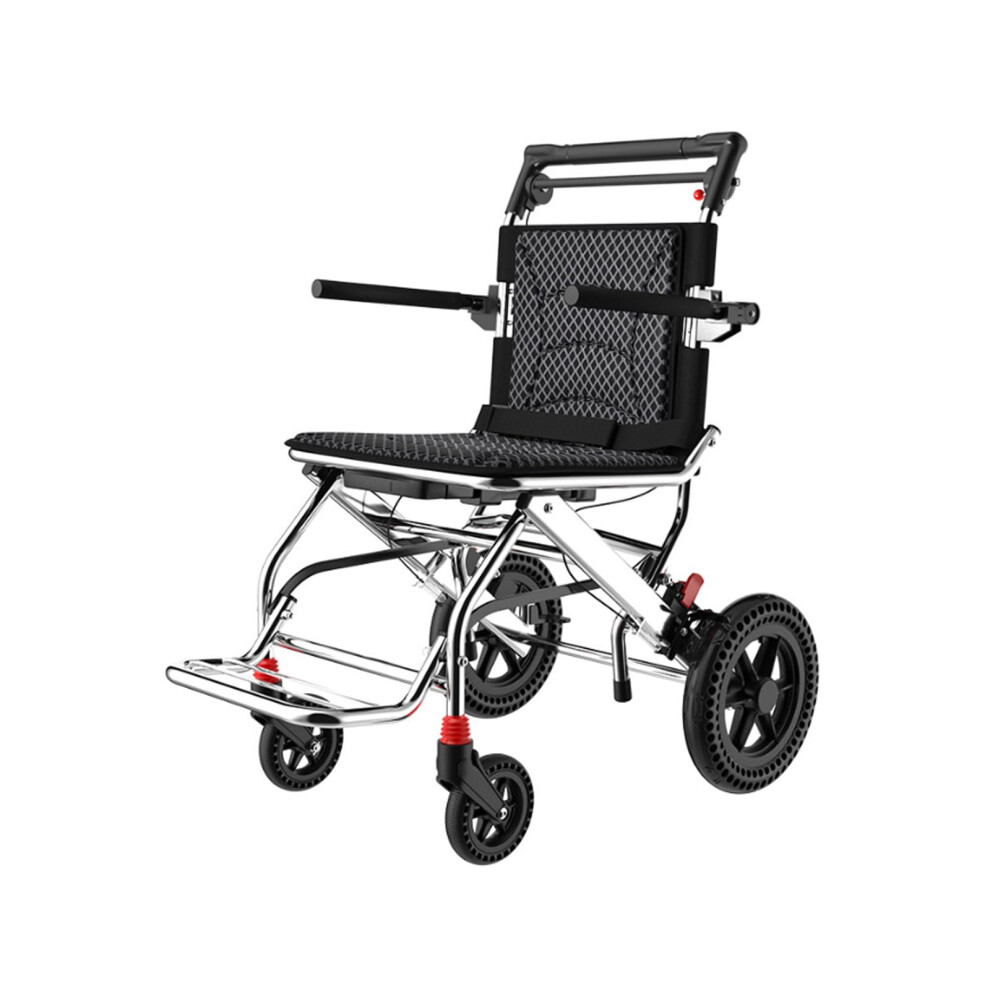 Lightweight Folding Wheelchair with Handbrake, Aluminum Frame, FlipâUp Armrests for Travel and Elderly