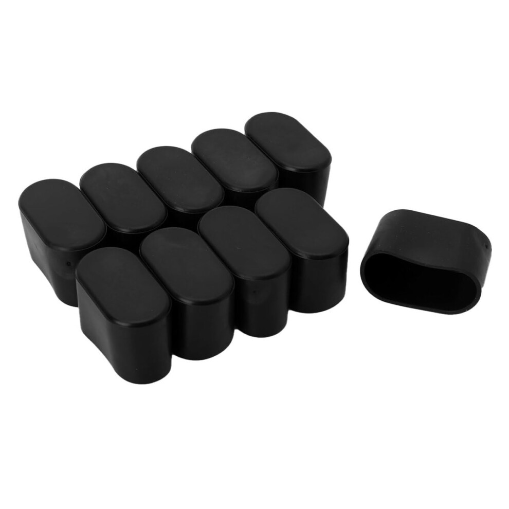 10Pcs Rubber Chair Leg Caps 15X30mm Black Non Slip Furniture Feet Covers For Floor Protection 9073542036784