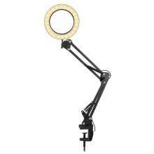 Desktop Magnifying Lamp 10x Optical Magnification LED Light with Clamp Clear Glass Lens for Crafts