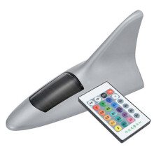(Silver) Solar Shark Fins Antenna Light with Remote Control Super Bright Adhesive Universal SUV Van Auto 13 LED Warning Roof Lamp_xi