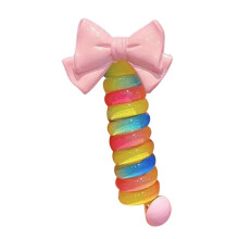 (Pink Bow) Cute Phone Cord Straight Spirals Hair Tie Reusable DIY Hair Styling Tools Hair Braiding Tool