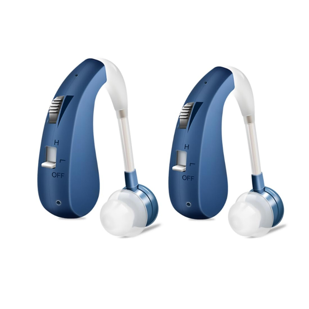 Blue Rechargeable Hearing Aids With Active Noise Reduction, Digital Amplifier For Seniors, (2Pcs)