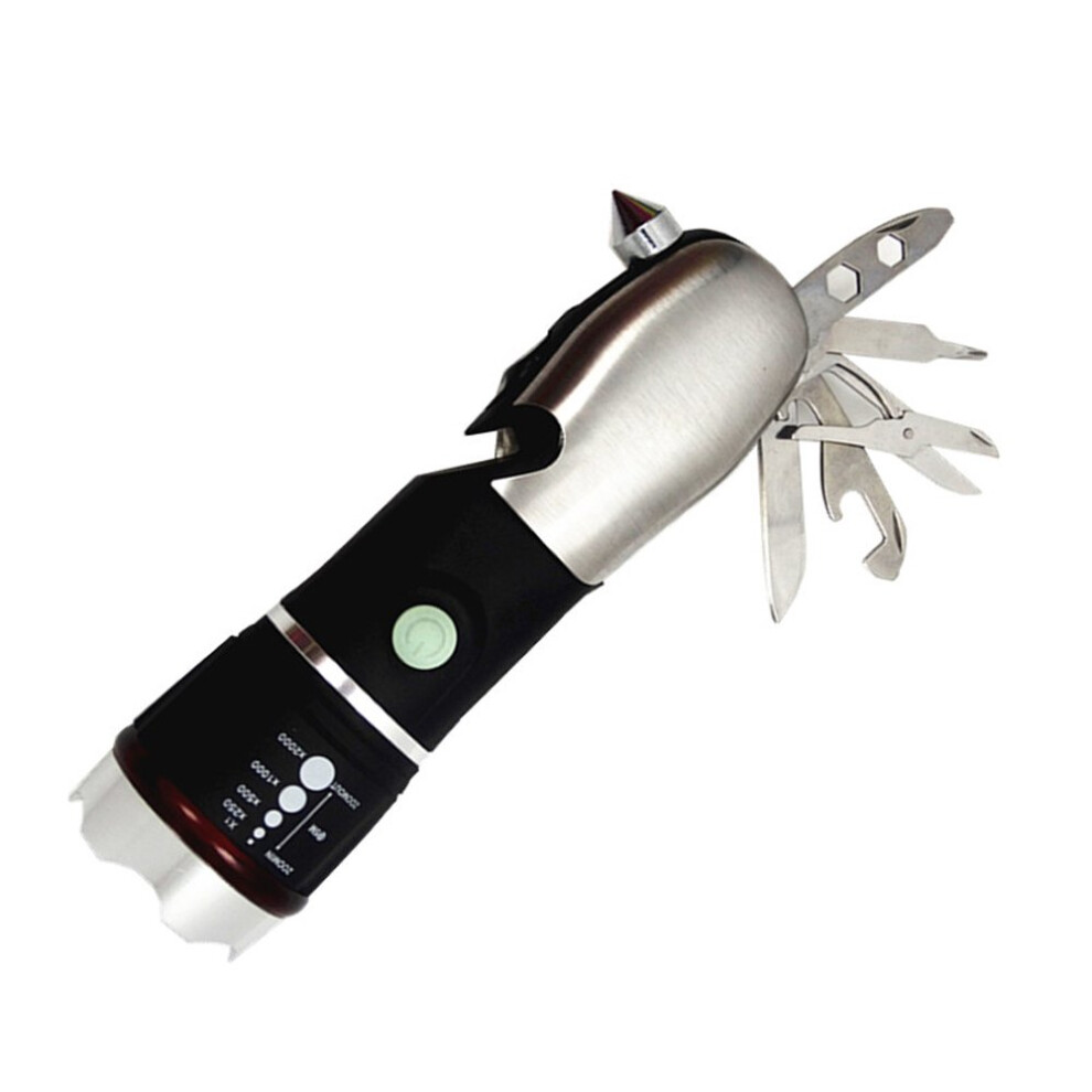 Emergency Escape Tool 5In1 Multifunction Led Flashlight With Seatbelt Cutter Hammer And Sos Beacon For Car And Camping 9073542036975