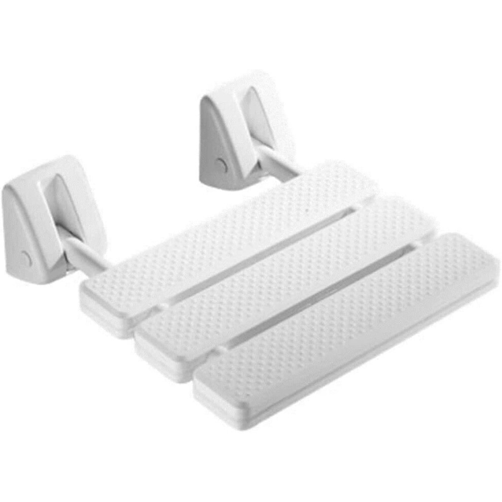White Wall Mounted Folding Shower Seat 32X32cm Spacesaving Foldable Bath Chair For Elderly And Disabled