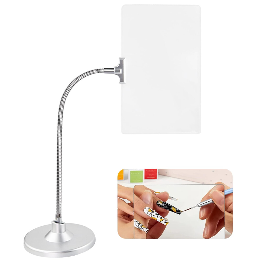 Silver 4X Magnifying Glass With Stand, Large Page Magnifier For Reading, 360 Flexible Gooseneck,
