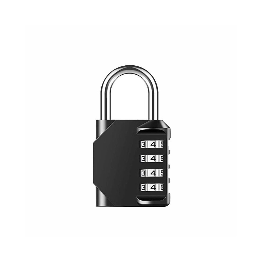 4 Digit Combination Padlock With Resettable Code For Gym School Lockers, Weatherproof Zinc Alloy Security Lock, Black 9330225367598