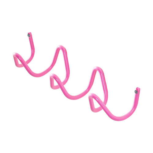 Waved Designs Metal Wall Hook With 3 Sturdy Hooks For-Pink