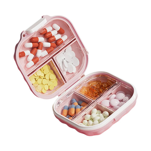 Portable Pills Case With 7 Day Compartments Leakproof-Pink
