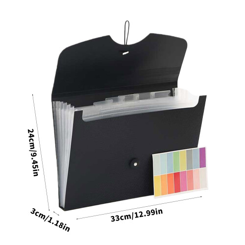 2Pcs Portable Expandable Plastic File Bag 7 Pockets Expandable 2