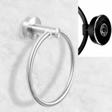 Rustproof Stainless Steel Suction Cup Towel Ring, NoDrill Wall Mounted Reusable Towel Holder for Bathroom (1 Silver)