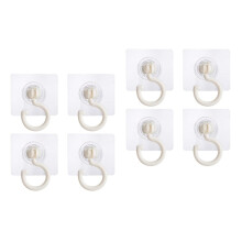 Adhesive Wall Hooks 8pcs Reusable 360 Rotatable Strong Grip No Drilling for Bathroom Kitchen Towels Coats Keys