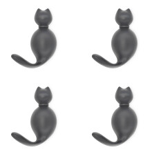 Cute Cat Wall Hooks 4 Pack Gray, Heavy‑Duty Zinc Alloy Coat Hooks Wall Mounted for Keys, Coats and Towels