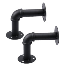 Industrial Pipe Wall Shelf Brackets 5.9'x5.1' Set of 2, Durable Iron, Matte Black, Easy Installation