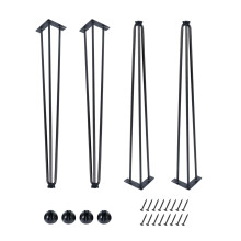28 Inch Black Hairpin Table Legs Set of 4, Heavy Duty Metal Desk Legs 900lbs Load Capacity, TripleRod Steel Design