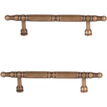 Solid Brass Cabinet Handles 2 Pack Retro Bamboo Style Satin Gold Drawer Pulls for Wardrobe 64mm Hole