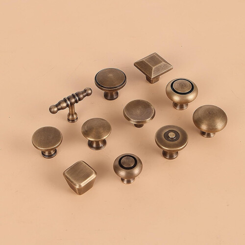 Solid Brass Cabinet Handles 2 Pack Retro Bamboo Style Satin Gold Drawer Pulls for Wardrobe 64mm Hole 2