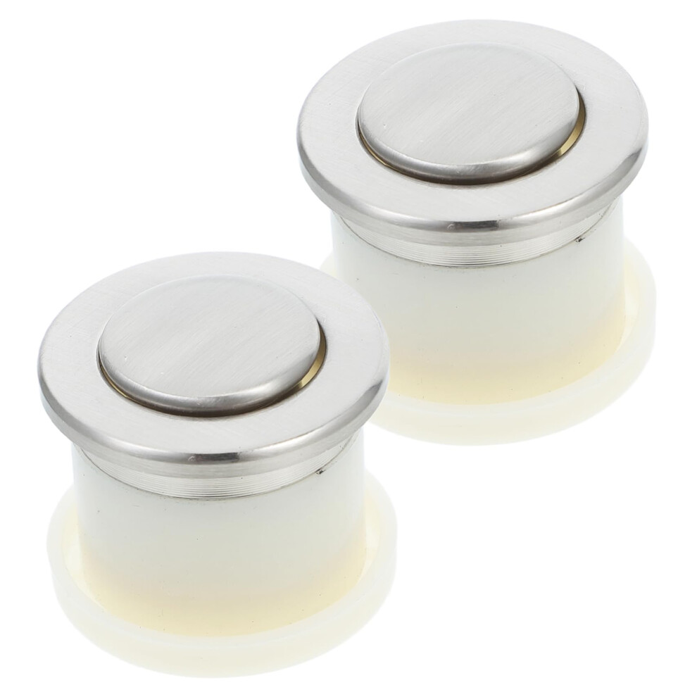 2Pcs Push To Open Cabinet Handles Invisible Flush Recessed Door Knobs Silver Zinc Alloy Easy Install 9771547892199
