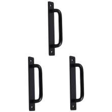 3pcs Black Iron Barn Door Handle Set, Heavy Duty Sliding Door Pull Handles for Garage Warehouse