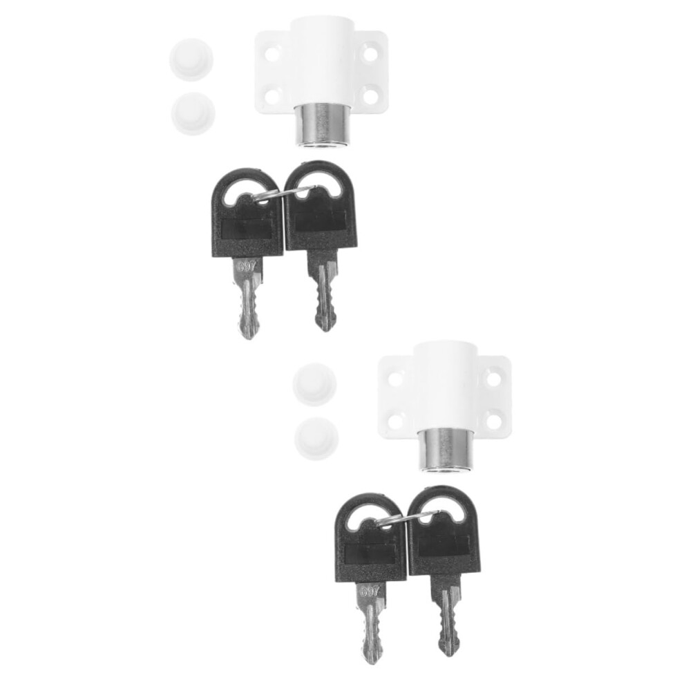 2pcs Sliding Window Lock with Key, Child Safety AntiTheft Adjustable Zinc Alloy Window Stop
