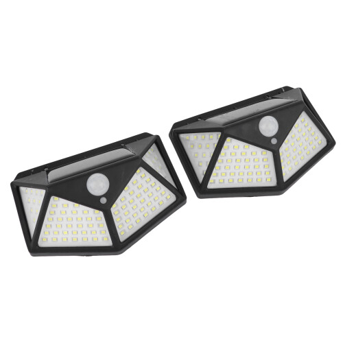2Pcs Solar Motion Light 4Sided 18650 800mAh Black