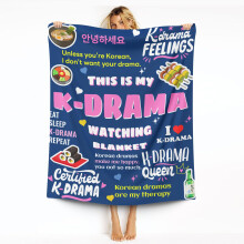 Kpop Blanket for Girls Soft Flannel Korean Throw 50x60 Cozy Warm Bedroom Decor Gift Blue