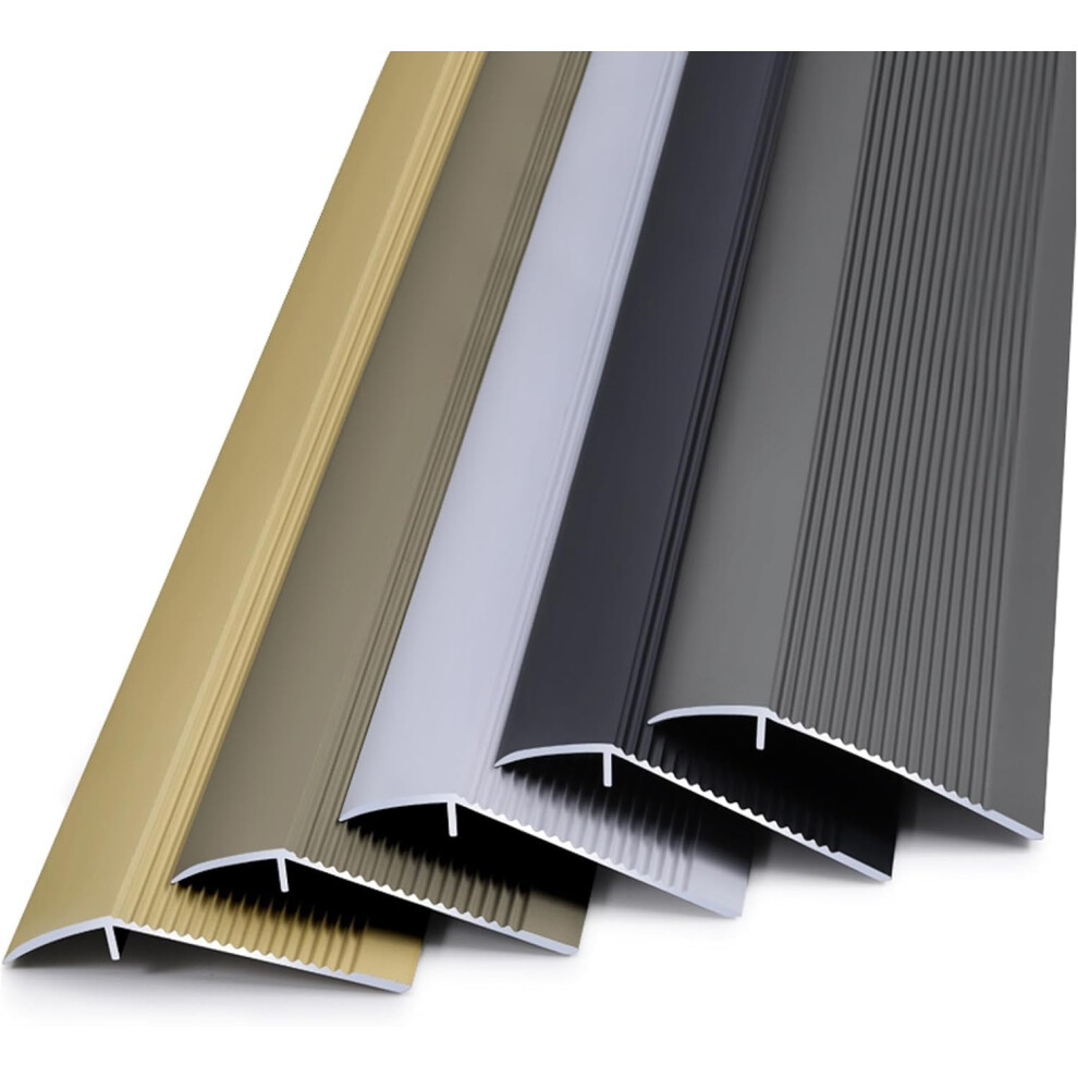 Aluminum Floor Transition Strip 90Cm Silver, Nonslip Heavyduty Door Threshold Ramp For Uneven Floors 9073542038160