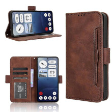 (For Nothing Phone 3a, Brown) Skin Feel Calf Texture Card Slots Leather Phone Case 2025