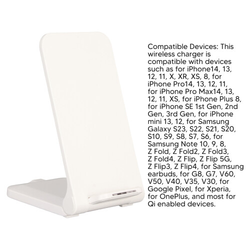 15W White Foldable Desktop Wireless Charger Stand 2
