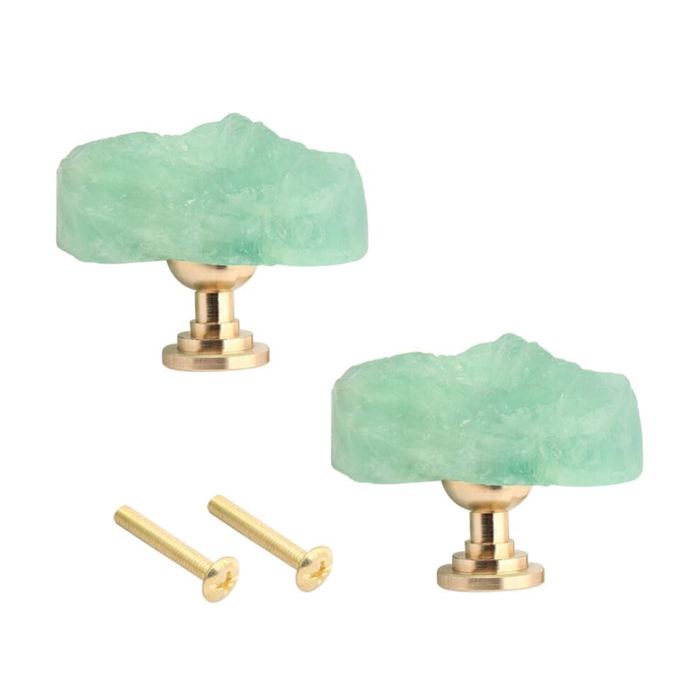 Green Fluorite Cabinet Knobs 2 Pcs, Natural Stone Brass Drawer Pulls With RustâResistant Base And Modern Style 9351714516952