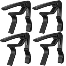 Guitar Capo Set 4 Pack Black Quick OneHand Clamping Even Pressure for Acoustic and Electric Guitar