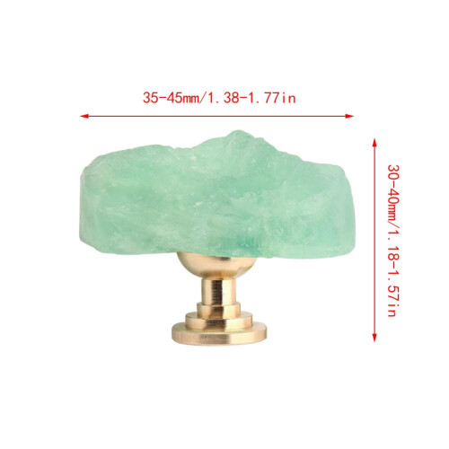 Green Fluorite Cabinet Knobs 2 Pcs, Natural Stone Brass Drawer Pulls with Rust‑Resistant Base and Modern Style 1