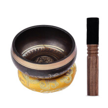(4.5 Inch) Tibetan Singing Bowl Set with 12.5cm/5inch Handmade Metal Sound Bowl & Soft Cushion & Wooden 2025